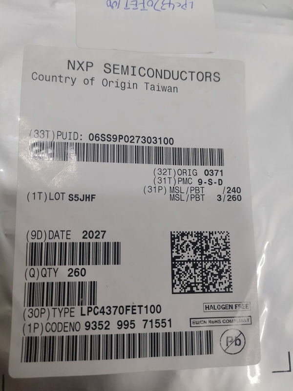 LPC4370FET100 100-TFBGA رقاقة دائرة متكاملة IC متحكم جديد أصلي غير مستخدم